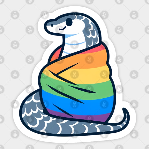 Comfy Womfy Furry Pride Snake LGBTQ Rainbow Sticker by Blue Bull Bazaar